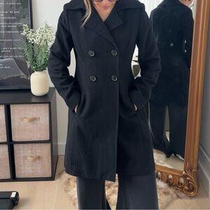 Old Navy Black Wool Blend Peacoat Small Double Breasted Coat